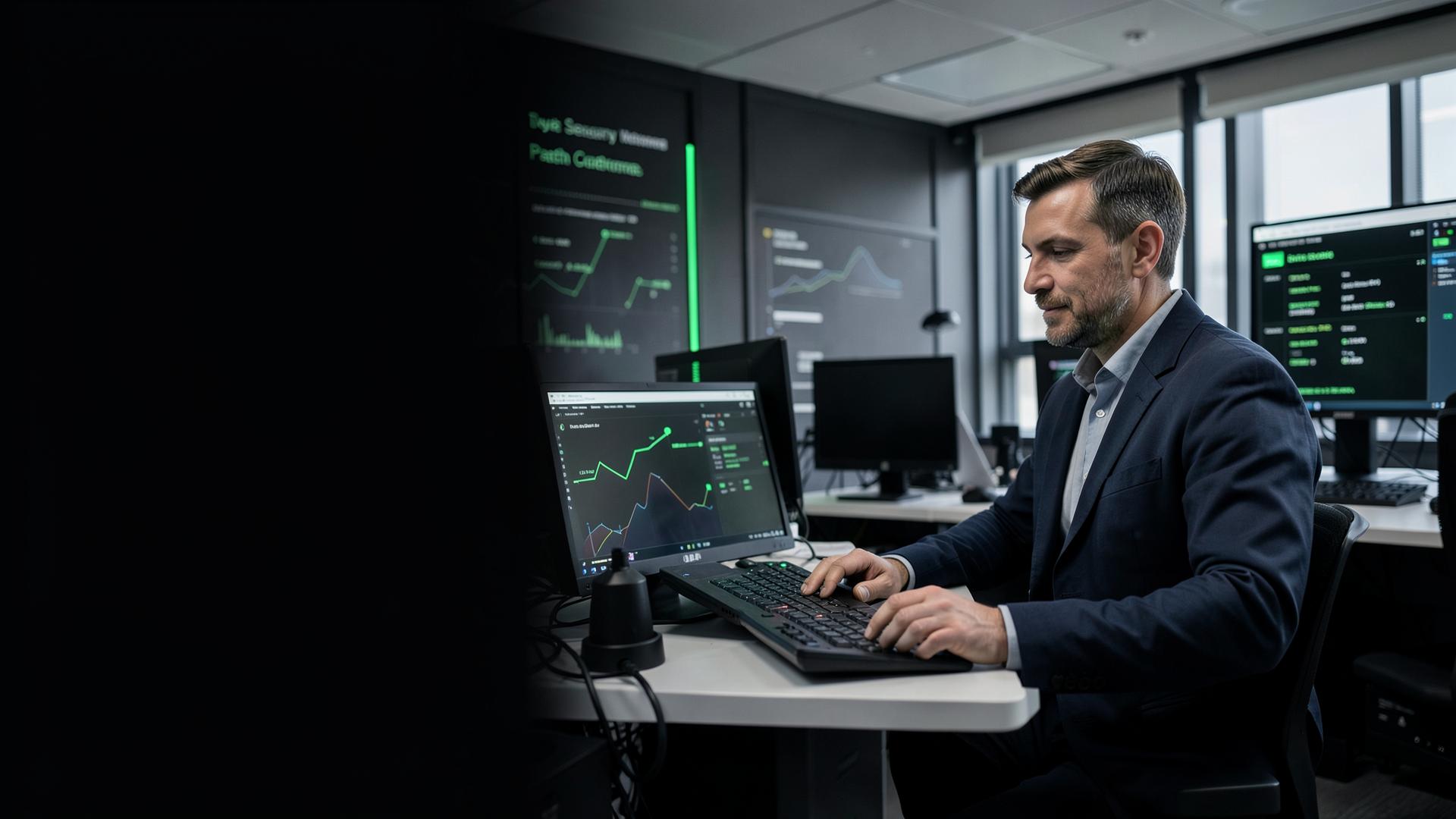 Systems engineer overseeing a controlled security update rollout